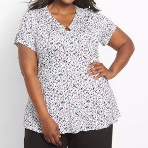 NWT - Lane Bryant - Swing Cap-Sleeve V-Neck Peplum Shirt - 26/28 - Womens Plus